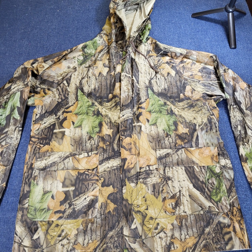 Stearns Advantage Timber Camo Rain Jacket Mens Medium Hooded PVC Waterproof